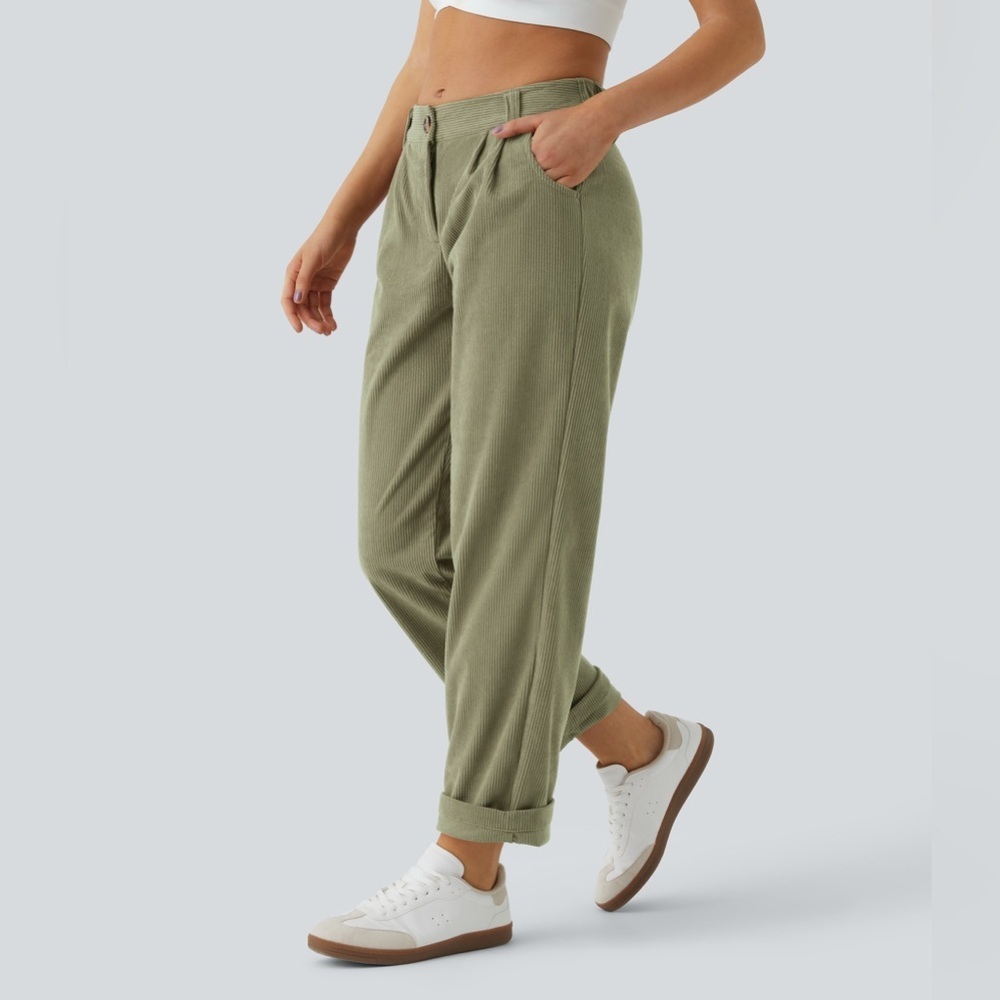 HALARA Mid Rise Button Zipper
Side Pocket Corduroy Casual Pants - Picture 12 of 12